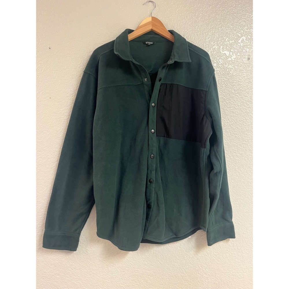 Stoic Mens XL Forest Green Fleece Snap Front Shirt Jacket Utility Pocket